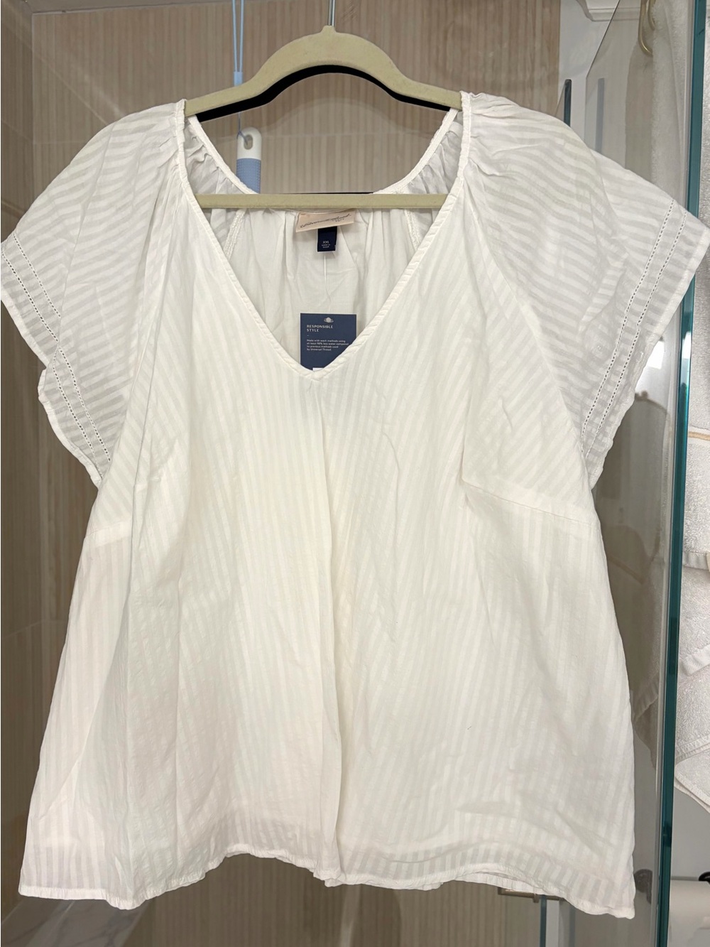Universal Thread White V-Neck Short Flutter Sleeve Blouse XXL NWT